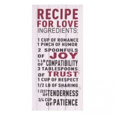 5h0068- Tableau de texte en bois JUMBO 'Recipe for Love'