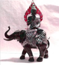 G04120B Bouddha 42 cm sur éléphant (noir)