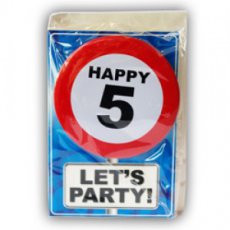 Carte de vœux avec badge à épingler 'Happy .5'