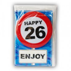 Leeftijdsbadge met wenskaart 'Happy 26'