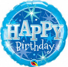 37919 Happy Birthday Ballon Hélium 45cm/18"  Blue Stars