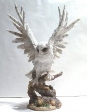 Uil 39 cm met open vleugels (wit)