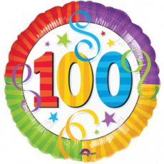 115117 Leeftijd Folieballon 45cm/18" 100 jaar Swirls