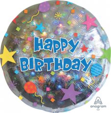 Happy Birthday Folie Ballon 45cm/18" Stars & Sparkles