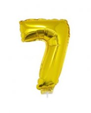 Folieballon Goud 16" met stokje cijfer '7'