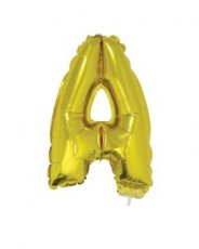 84800 Folieballon Goud 16" met stokje letter 'A'