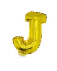 84818 Folieballon Goud 16" met stokje letter 'J'