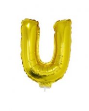 84842 Folieballon Goud 16" met stokje letter 'U'