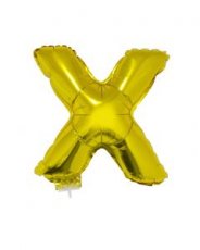 Folieballon Goud 16" met stokje letter 'X'