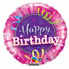 Happy Birthday Folieballon 45cm/18" Hot Pink