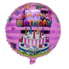 68/0828-3 Happy Birthday Folie 45cm/18" Birthdaycake Birthdaycake Stripes