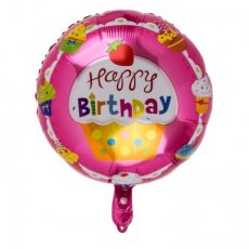 68/0828-4 Happy Birthday Folie 45cm/18" Happy Birthday Strawberry Cupcake