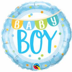Baby Folieballon 46cm/18" Baby Boy Banner & Dots