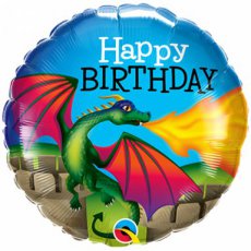 Happy Birthday Folieballon 45cm/18" Mythical Dragon