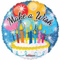 Happy Birthday Folie 45cm/18" Holographic Make a wish