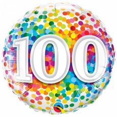 Leeftijd Folieballon 45cm/18" 100 jaar Confetti