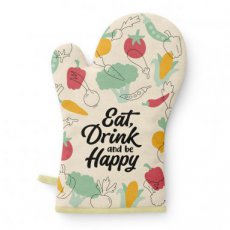 Ovenhandschoen 'Eat, Drink and be Happy'
