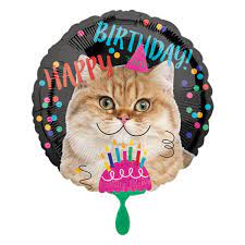 3539801 Happy Birthday Ballon Hélium 45cm/18inch Funny Cat