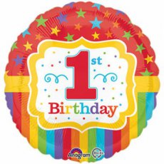Leeftijd Folieballon 18"/45cm Leeftijd 1 jaar Rainbow Birthday