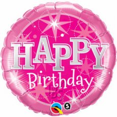 37913 Happy Birthdat Ballon Hélium 45cm/18" Pink Sparkle