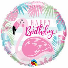 57274 Happy Birthday Folie 45cm/18" Flamingo