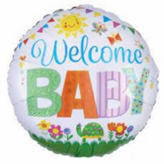 35592 Baby Folieballon 45cm/18" Welcome Baby Garden