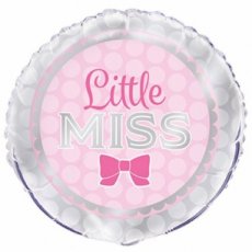 53972 Baby Folieballon 45cm/18" Little Miss Pink Bow