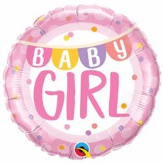 85581 Baby Folieballon 45cm/18" Baby Girl Banners & Dots