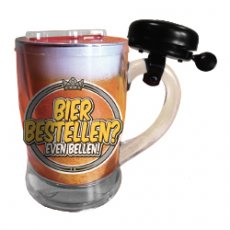 04962 Bierglas Pot met fietsbel 'Bier bestellen, even BELLEN!'
