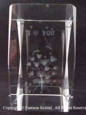 4024.0 3D Laserblok Bloemen met vlinders 'I love you'