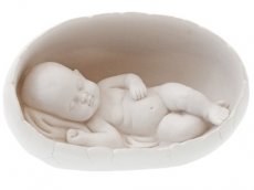 Baby beeldje wit 10 cm in ei met lichtje