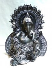 G03801Zwart Boeddha Ganesha 31 cm Zwart/Zilver